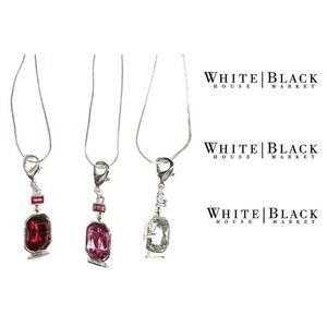 White House Black Market Ruby, Rose, & Clear color Crystal 18" Necklaces